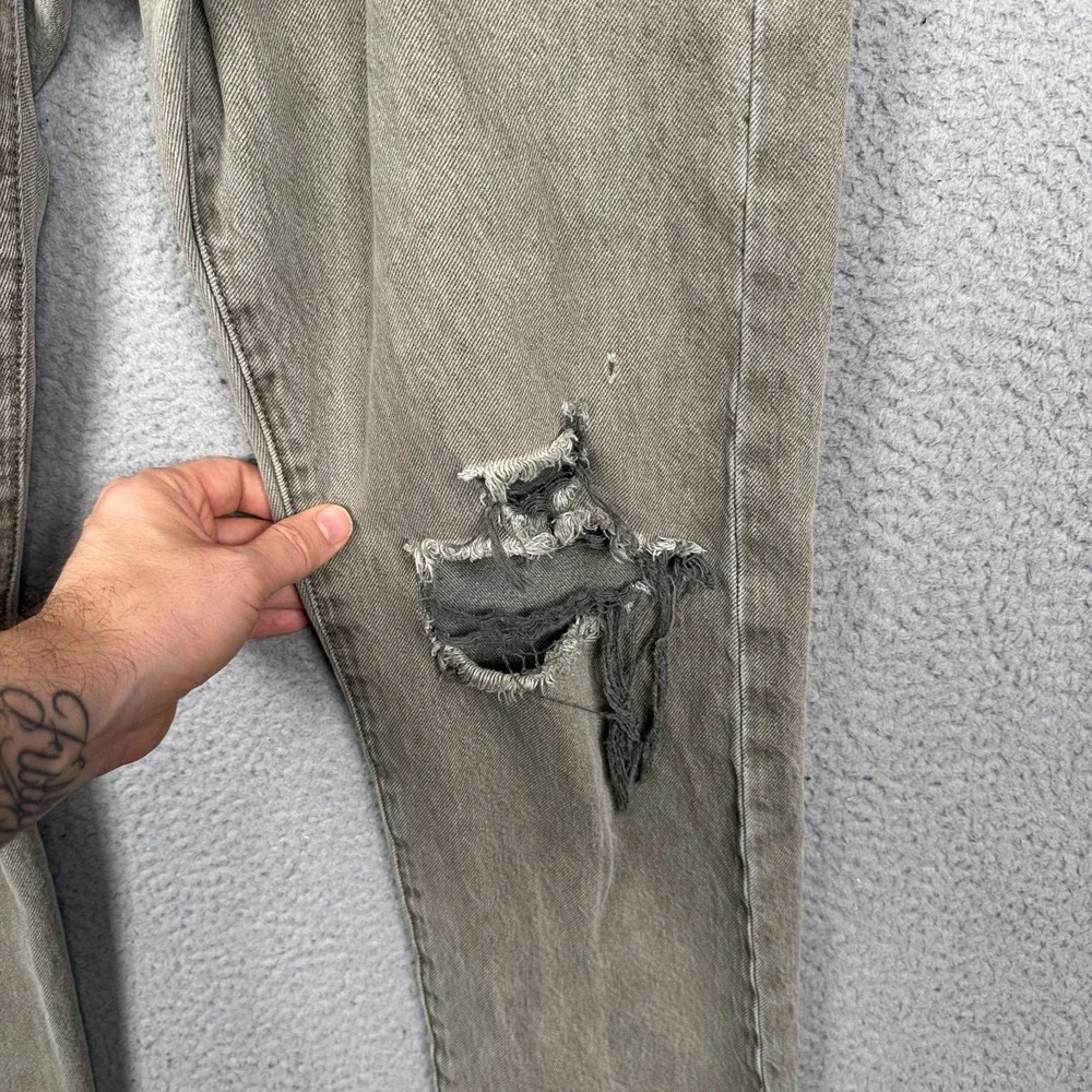 Levis Jeans Mens 32x32 Gray‎ 501 CT Distressed Grunge Punk Goth Indie Denim